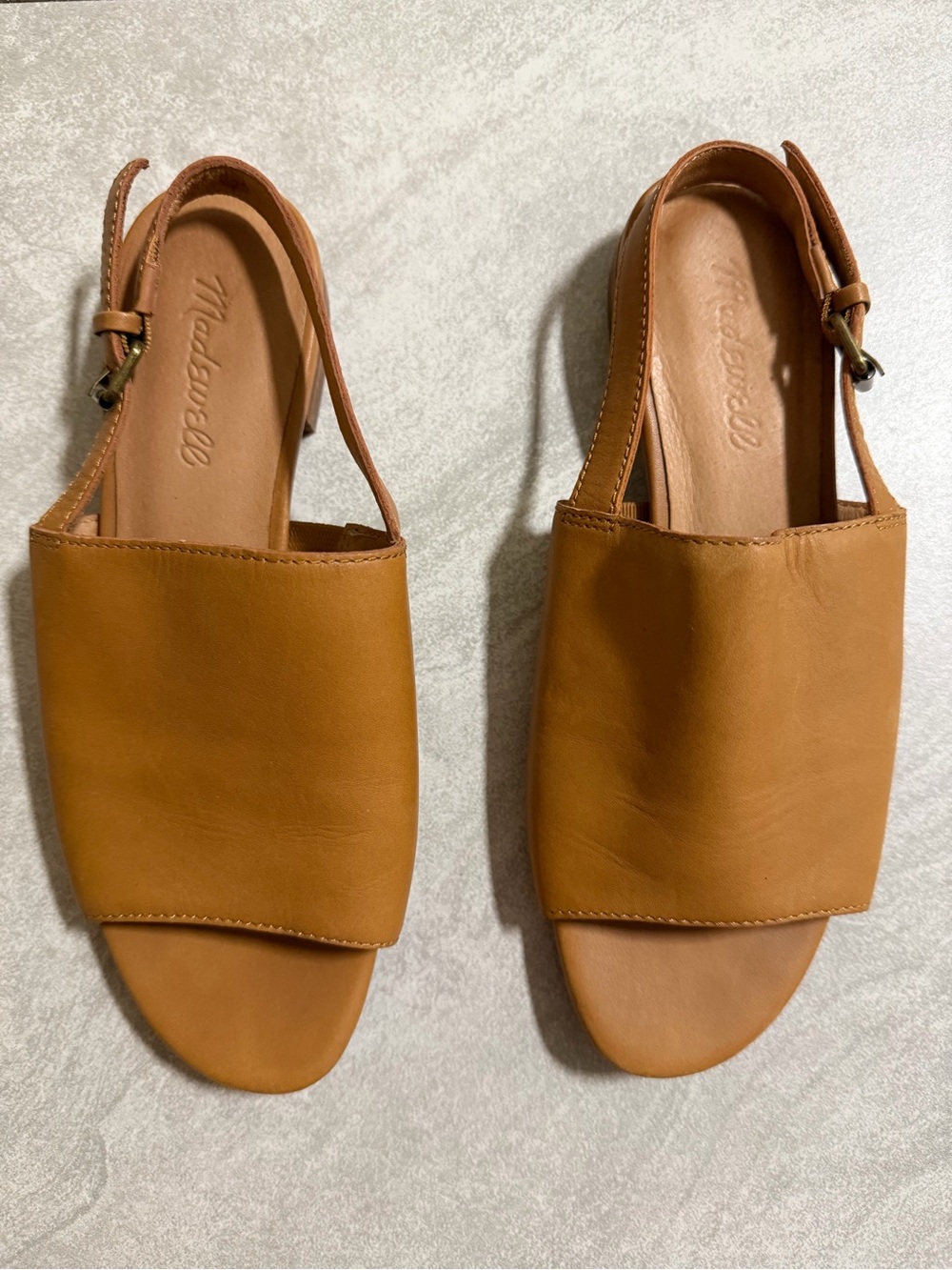 Madewell Cognac Leather Open-Toe Slingback Sandals